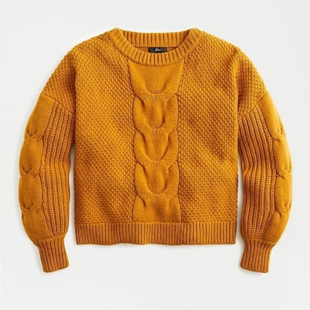 J Crew chunky knit oversized slouchy wool blend cardigan mustard S